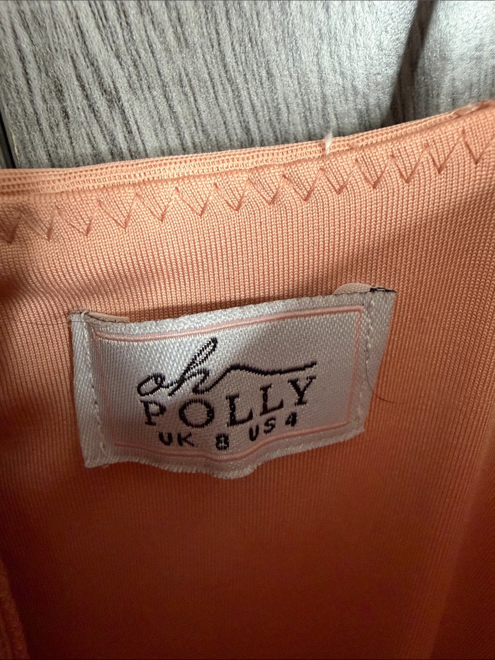 Oh Polly Peach Ruched Bodycon Mini Dress | Corset Mesh Going Out Party Dress - Picture 4 of 6